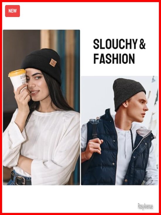 Knit Beanie Hat - Slouchy Cuffed Winter Hat for Men Women main image 6